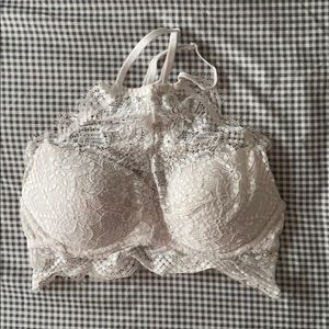 Pink push up high neck bralette